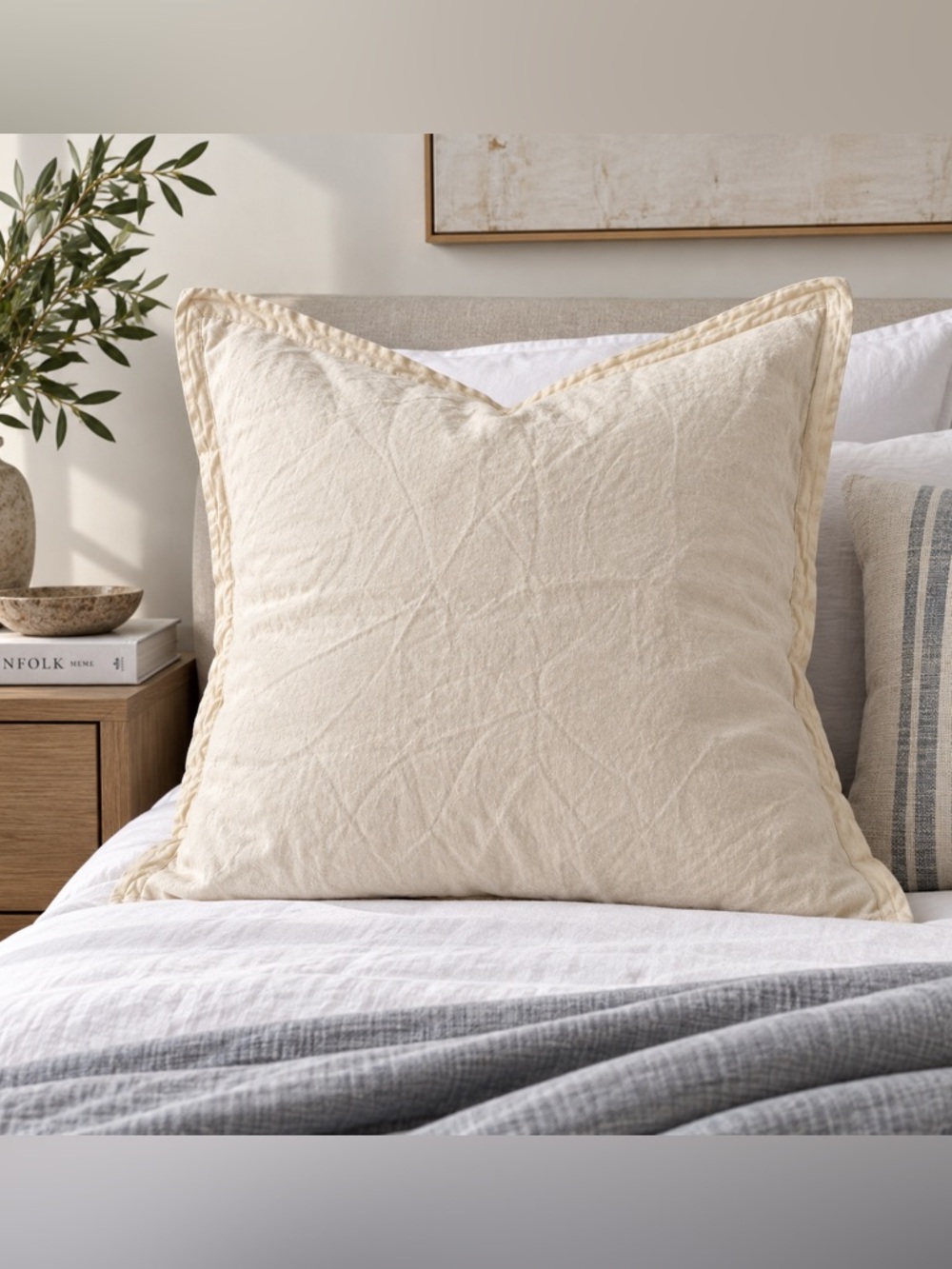 Parachute 100% Linen Euro Pillow Sham Natural Ivory 26x26 Made in Portugal